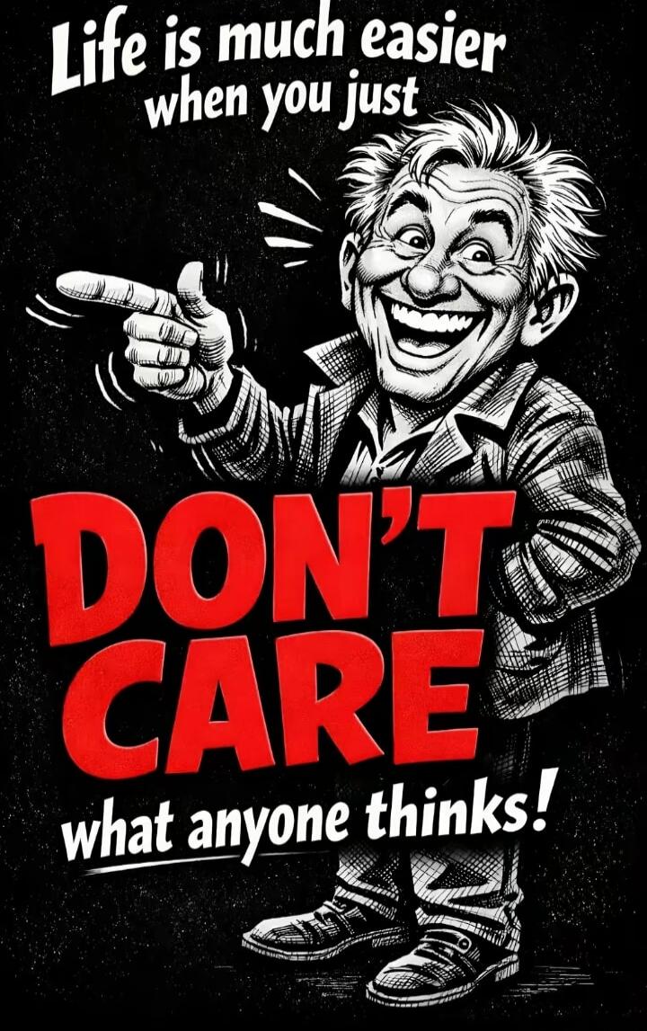 Life is much easier when you just DON'T CARE what anyone thinks!