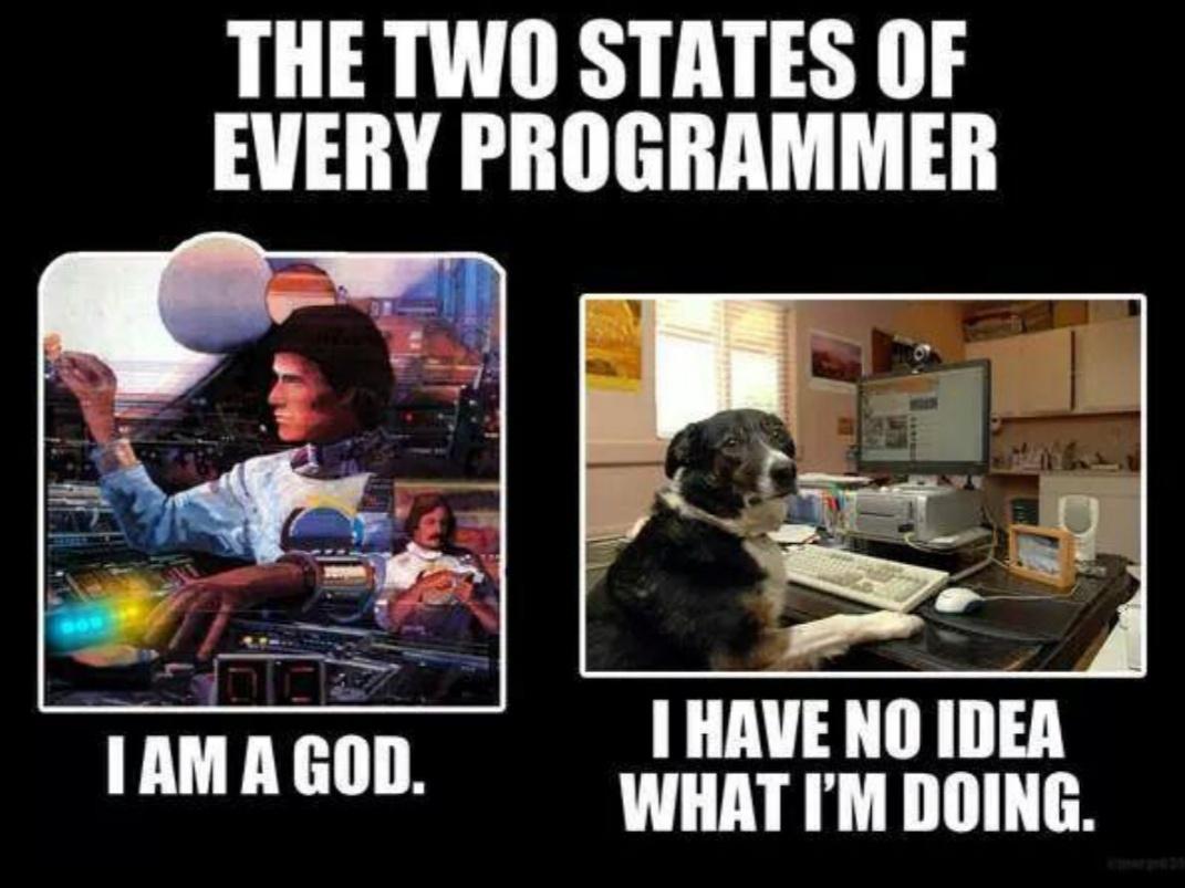 THE TWO STATES OF EVERY PROGRAMMER e T IRMAGOD ynT M DOING
