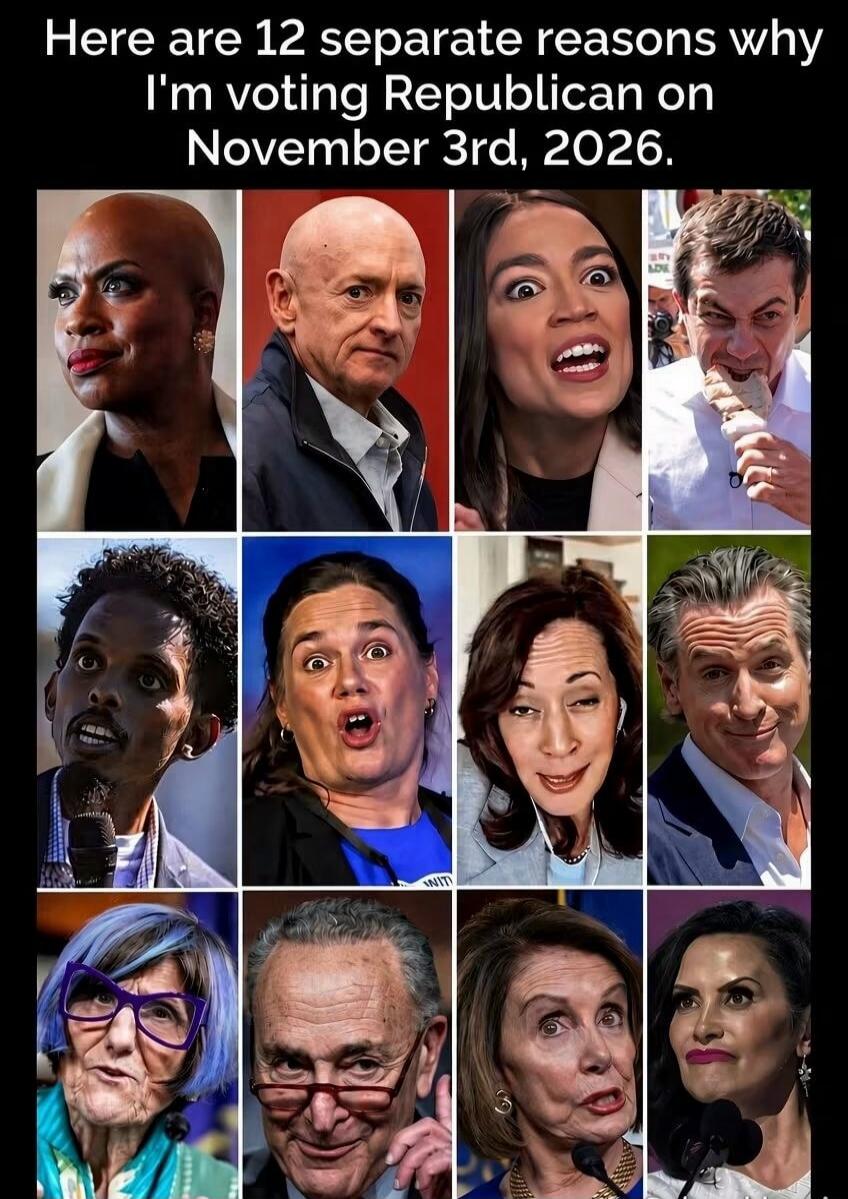Here are 12 separate reasons why I'm voting Republican on November 3rd, 2026.