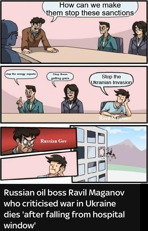 How can we make them stop these sanctions s cton Russian oil boss Ravil Maganov who criticised war in Ukraine dies after falling from hospital window