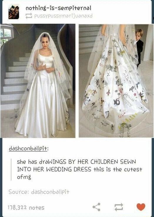 i nothing is sempiternal dashconballpit She has dralWINGS BY HER CHILDREN SEWN INTO HER WEDDING DRESS his is the cutest ofmg