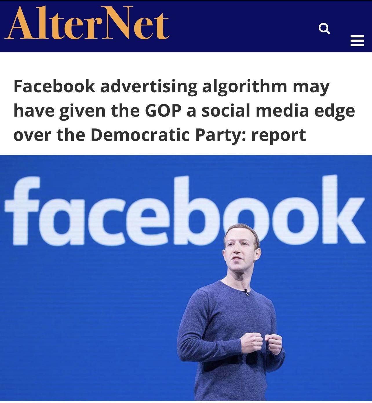 Facebook advertising algorithm may have given the GOP a social media edge over the Democratic Party report