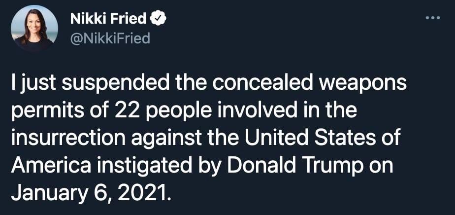 m Nikki Fried NikkiFried VIS IUE o1 gle To Rd pTeWoTo glelYo1 Yo RVVCYTolo ot o111 a 11 Co 272 o1Yo o HI Y Yo RIa R 1 insurrection against the United States of VAo l gTeRatS ife 1 To N o VAR o1ot1e T lgy o Xoly January 6 2021