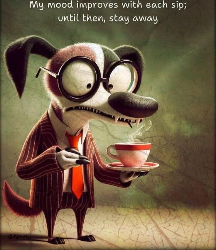 My mood improves with each sip; until then, stay away