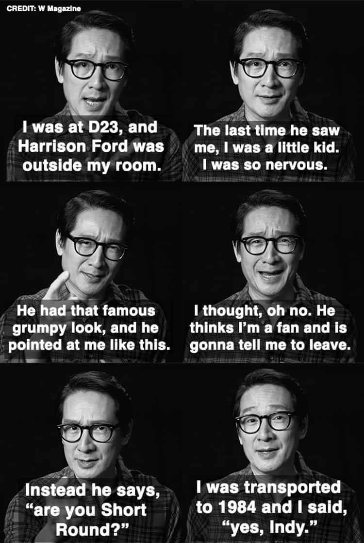 Harrison Ford was CINEIL R LT N H at famous grumpy look and he pointed at me like this In says are you Short O LT T i i The time he saw me was a lif 1 was so nervous RUCIITT U TN T thinks Im a fan and is CLUERCIE CRCR RN wutrimportad ACRELZELCEEEILE yes Indy