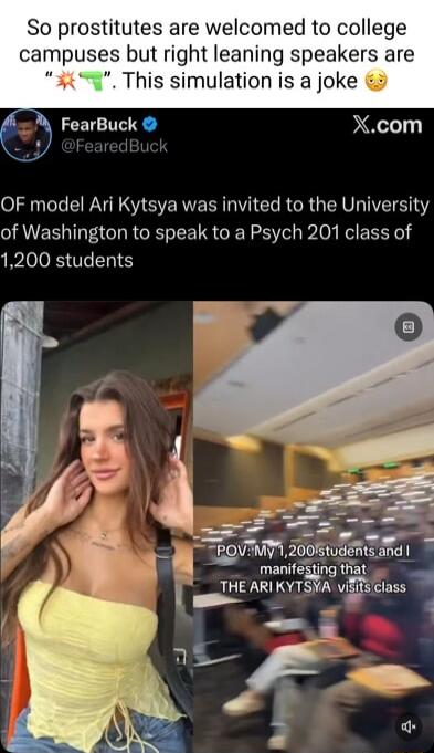 So prostitutes are welcomed to college campuses but right leaning speakers are 