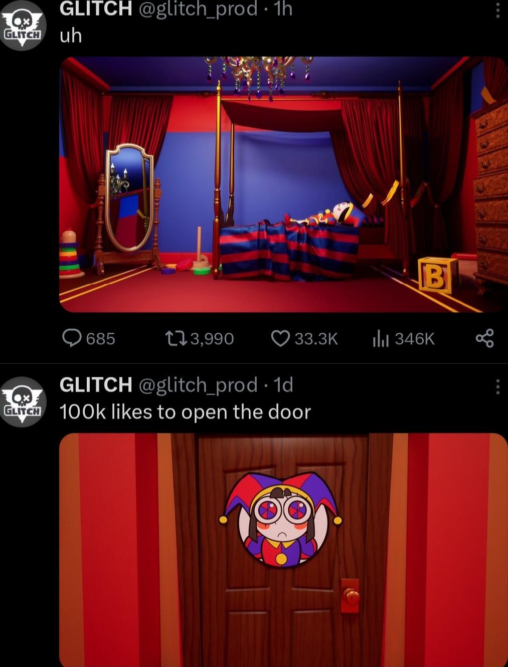 GLITCH glitch_prod 1h l oF 13990 Q333K l1346K g cIR of RGE NI T R 100k likes to open the door