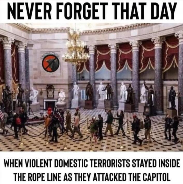 NEVER FORGET THAT DAY
WHEN VIOLENT DOMESTIC TERRORISTS STAYED INSIDE THE ROPE LINE AS THEY ATTACKED THE CAPITOL