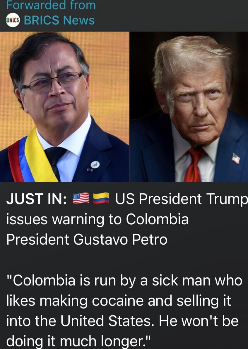 JUST IN: US President Trump issues warning to Colombia President Gustavo Petro
