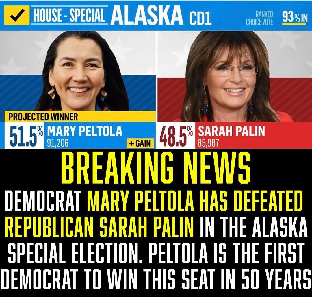 ll SARAH PALIN e IEMIRAT 8 SARAH PALIN IN THE AUSKA EPEEIM ELECTION PELTOLA IS THE FIRST DEMOCRAT TO WIN THIS SEAT IN 50 YEARS