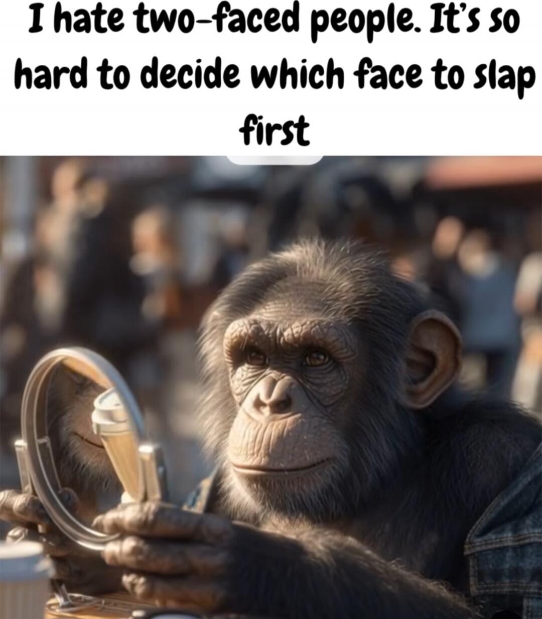 I hate two-faced people. It's so hard to decide which face to slap first