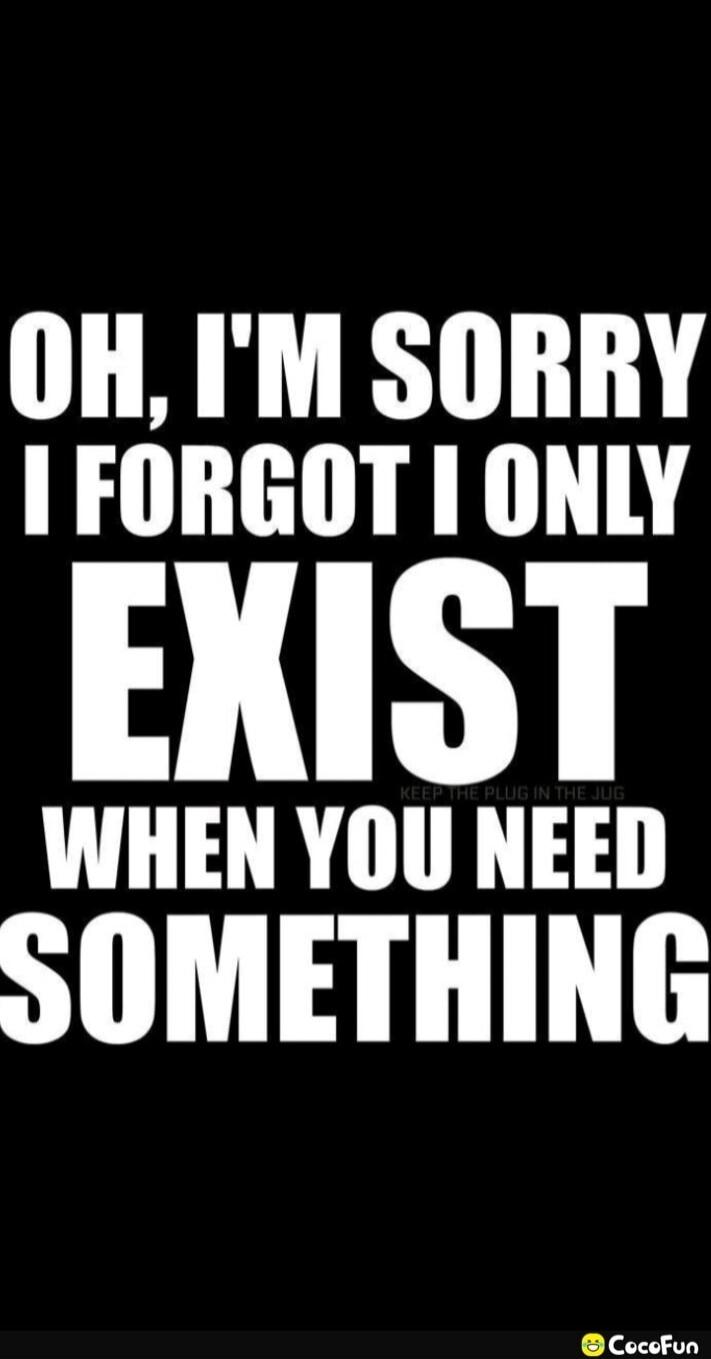 OH, I'M SORRY I FORGOT I ONLY EXIST WHEN YOU NEED SOMETHING