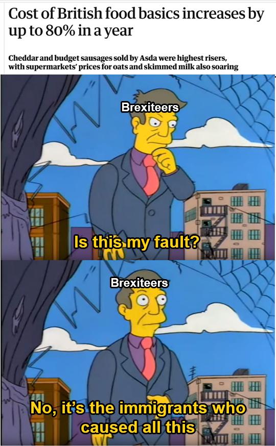 Cost of British food basics increases by up to 80 ina year Cheddarand budget sausages sold by Asda were highest risers with supermarkets prices for oats and skimmed milk also soaring EICTACES SISO ET n EISGETS AN A No itsithe immi__rants T ce_sed EIRGIES
