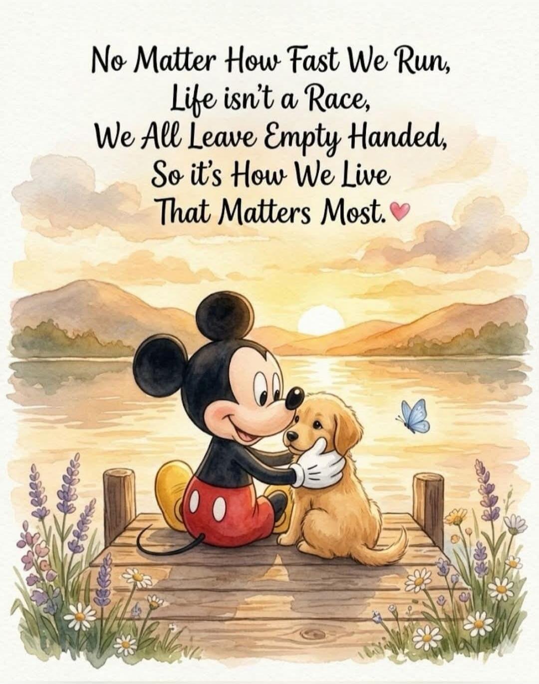 No Matter How Fast We Run, Life isn't a Race, We All Leave Empty Handed, So it's How We Live That Matters Most.