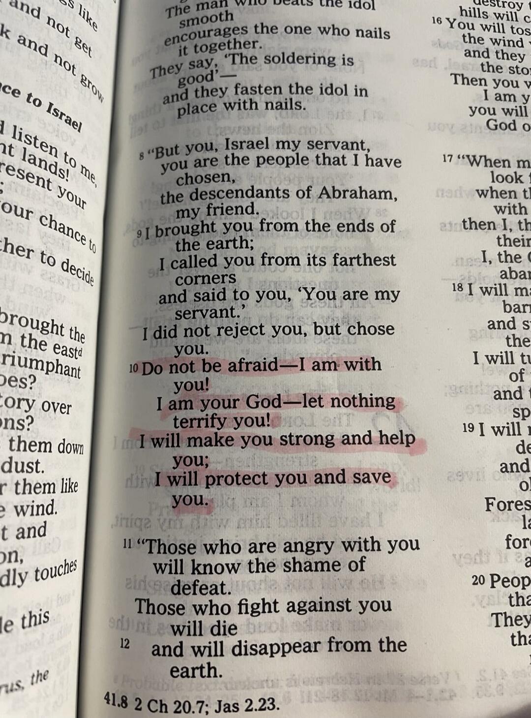 The man who beats the idol smooth encourages the one who nails it together. They say, 'The soldering is good'— and they fasten the idol in place with nails. But you, Israel my servant, you are the people that I have chosen, the descendants of Abraham, my friend. I brought you from the ends of the earth; I called you from its farthest corners and sa