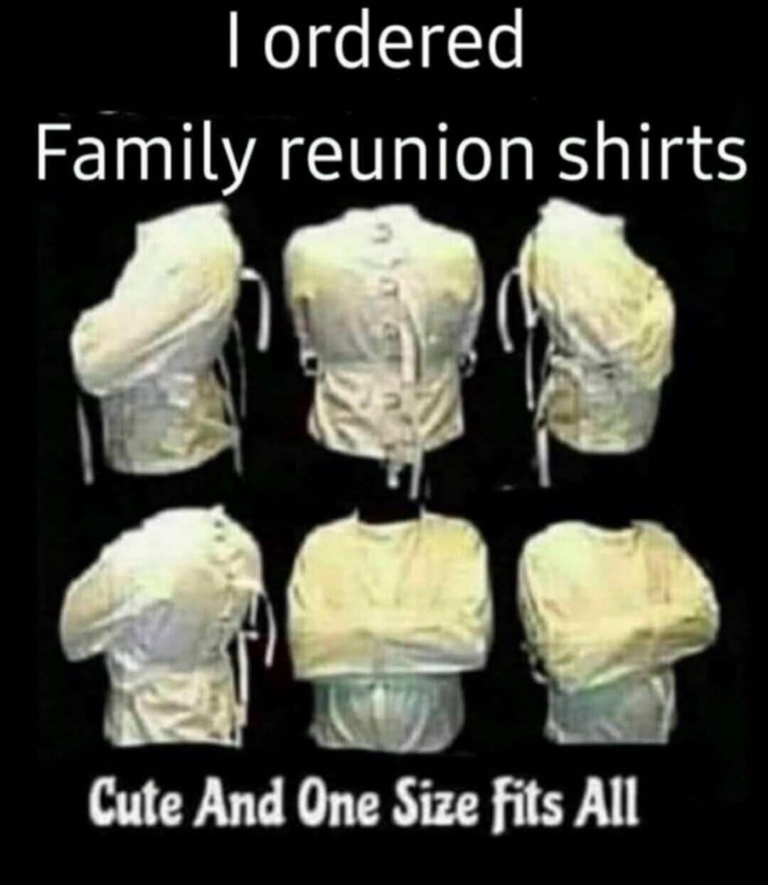 I ordered Family reunion shirts Cute And One Size Fits All