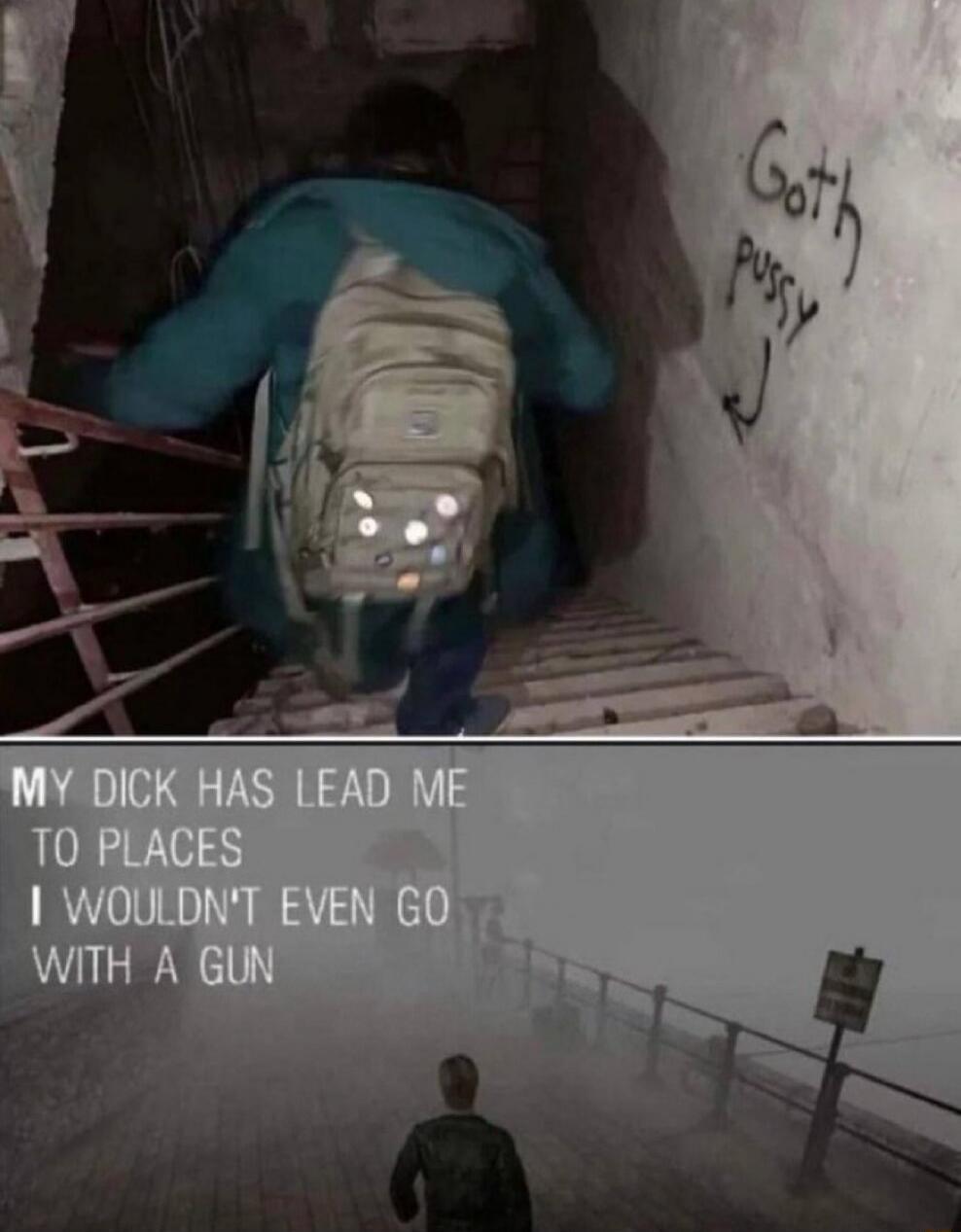 MY DICK HAS LEAD ME TO PLACES I WOULDN'T EVEN GO WITH A GUN