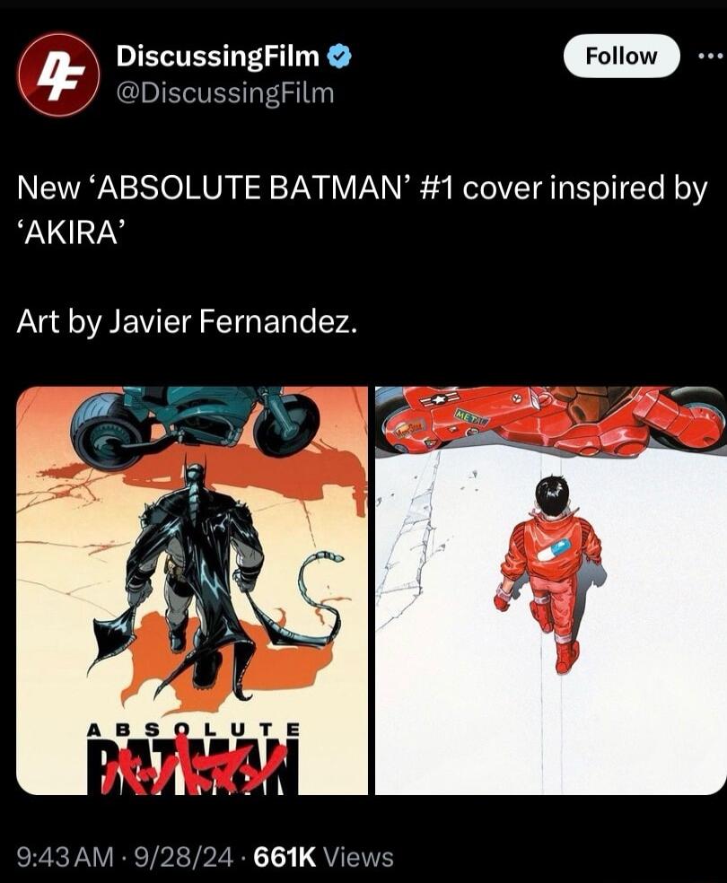 5 DiscussingFilm Forow B DiscussingFilm New ABSOLUTE BATMAN 1 cover inspired by AKIRA Art by Javier Fernandez