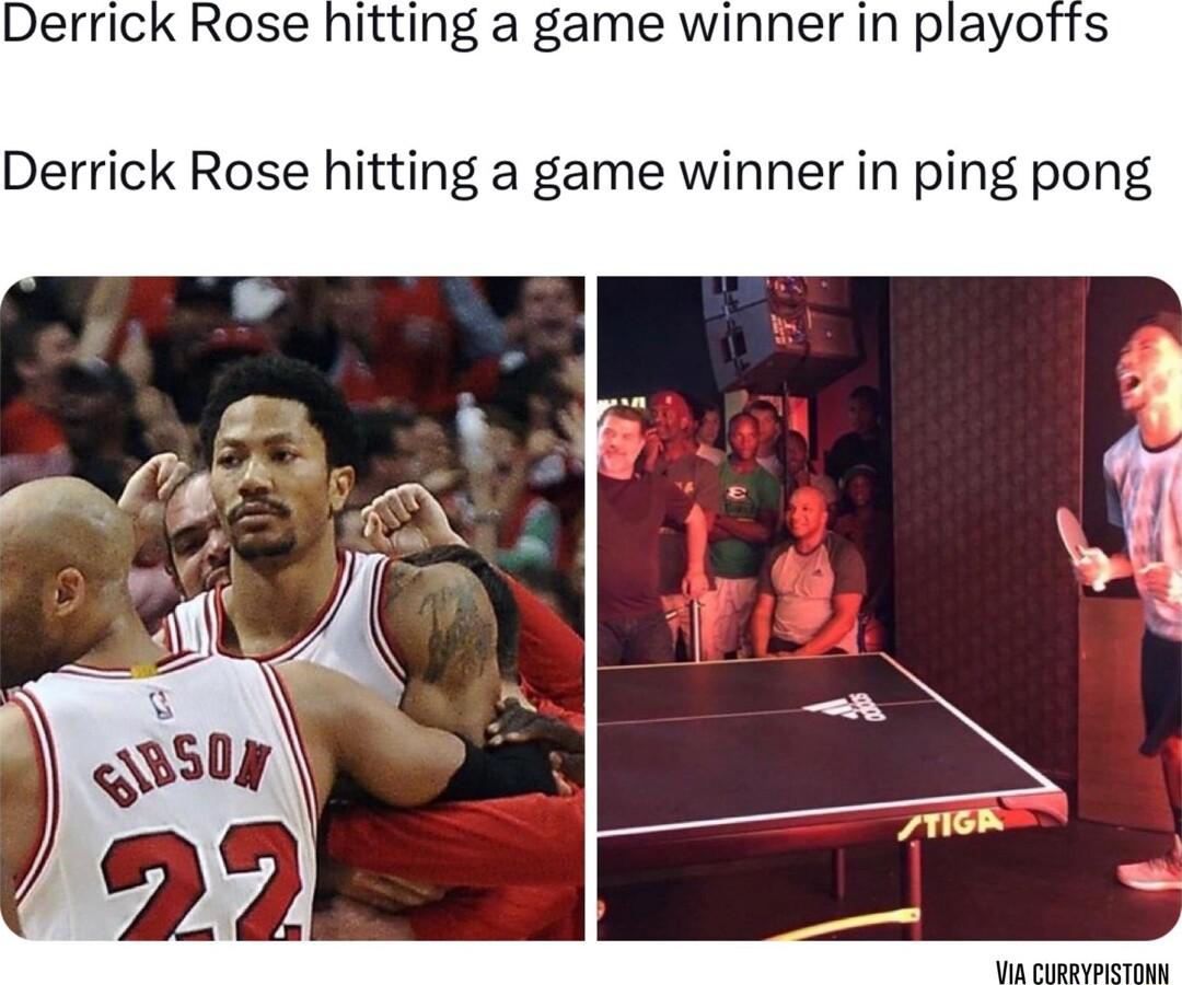 Derrick Rose hitting a game winner in playoffs Derrick Rose hitting a game winner in ping pong
