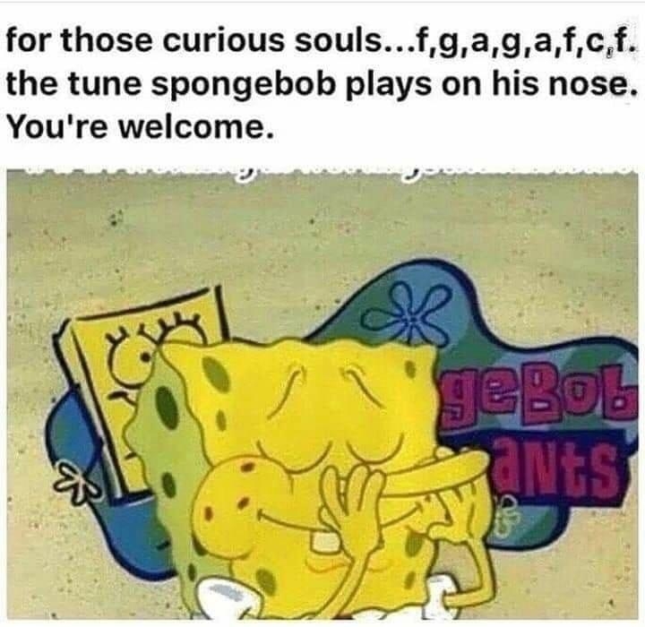 for those curious soulsfga9afcf the tune spongebob plays on his nose Youre welcome