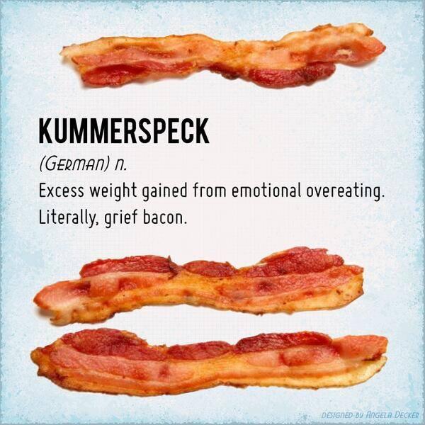 o KUMMERSPECK Geaman n Excess weight gained from emotional overeating Literally grief bacon e