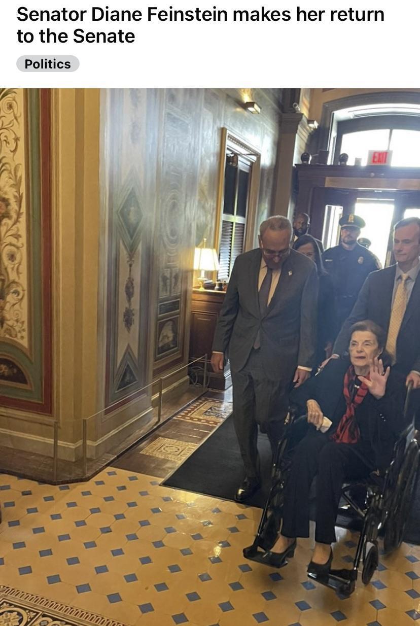 Senator Diane Feinstein makes her return to the Senate Politics