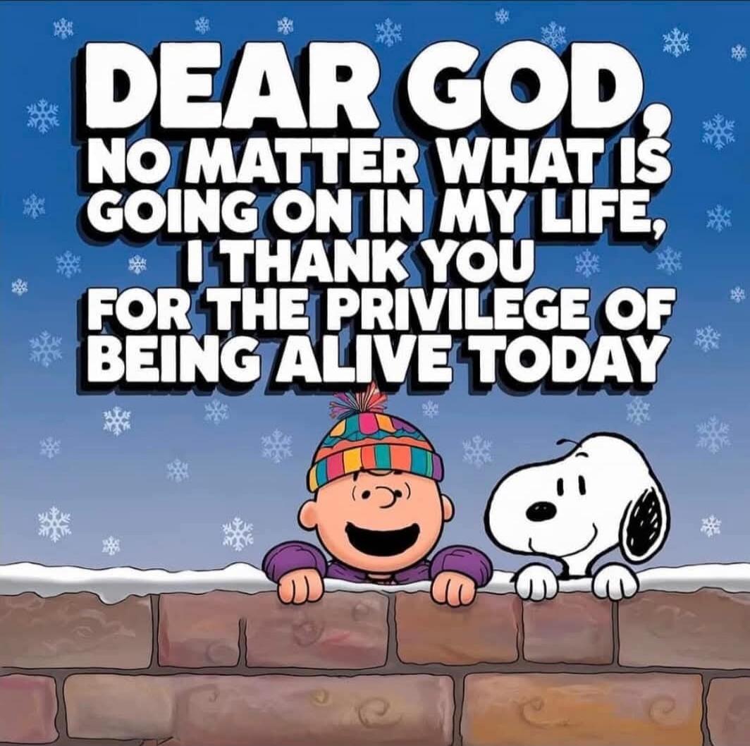DEAR GOD, NO MATTER WHAT IS GOING ON IN MY LIFE, I THANK YOU FOR THE PRIVILEGE OF BEING ALIVE TODAY