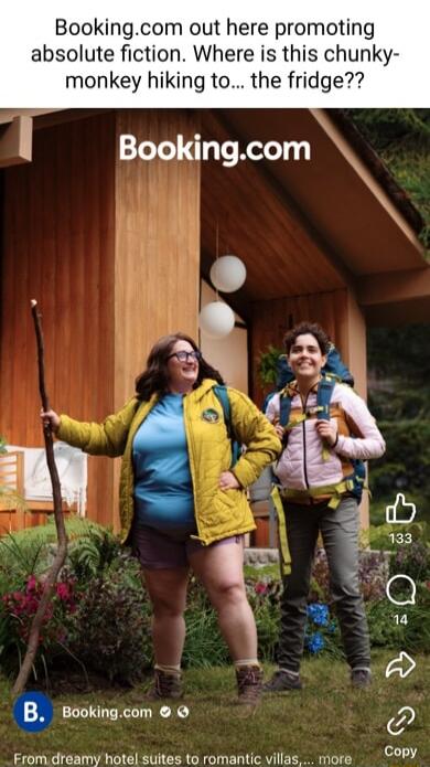 Bookingcom out here promoting absolute fiction Where is this chunky monkey hiking to the fridge Bookingcom Bookingcom Copy From dreamy hotel suites to romantic villas more