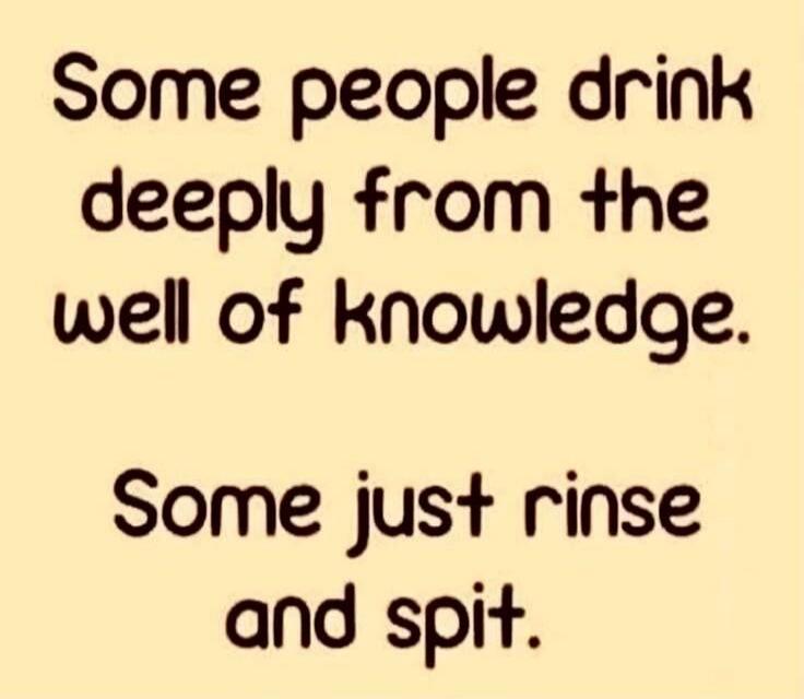 Some people drink deeply from the well of knowledge. Some just rinse and spit.