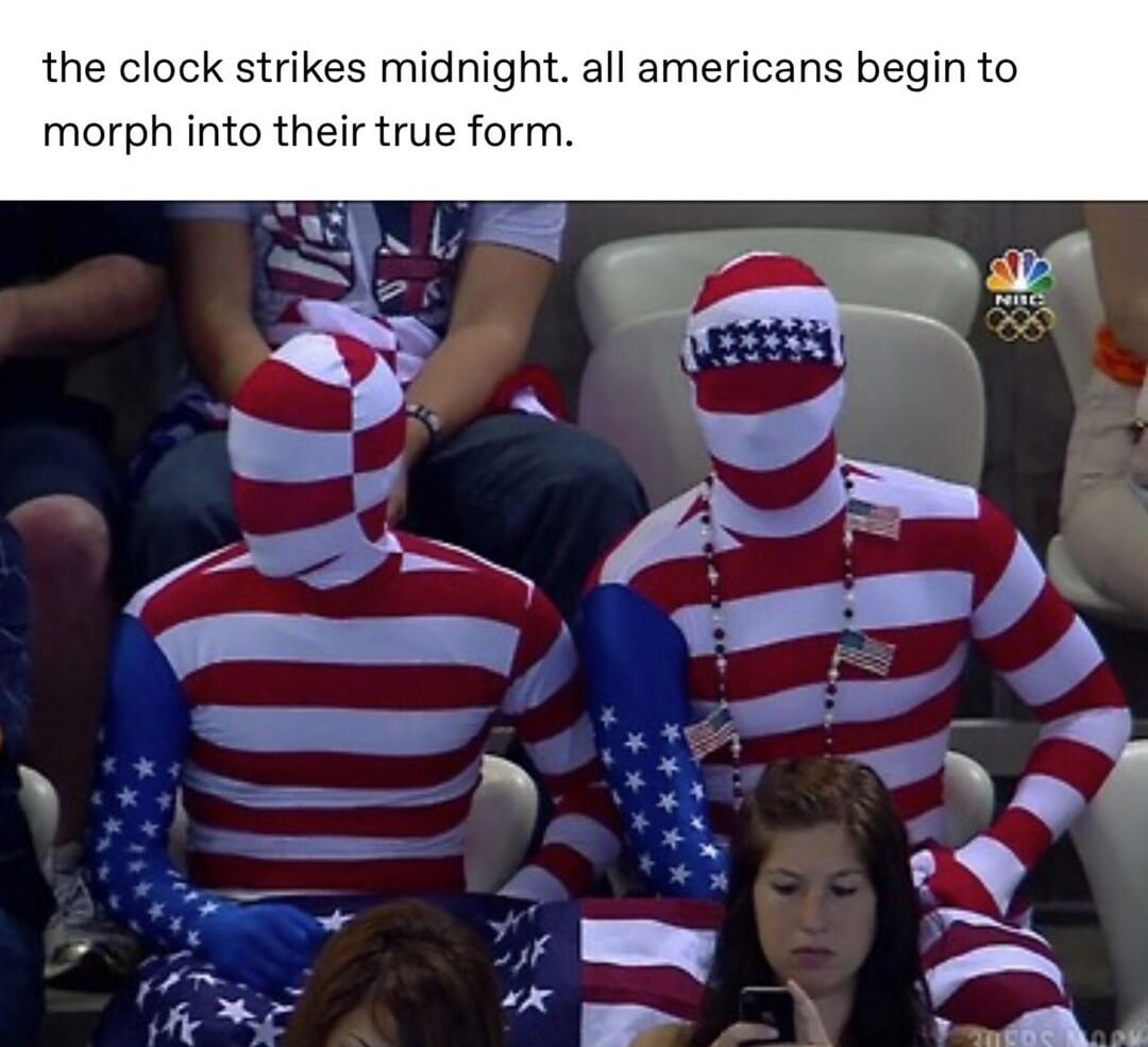 the clock strikes midnight all americans begin to morph into their true form ohvegeta fuckin ready