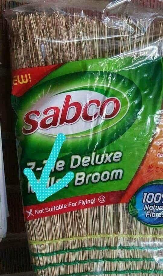 NEW! Sabco Deluxe Broom Not Suitable For Flying! 100% Natural Fibres