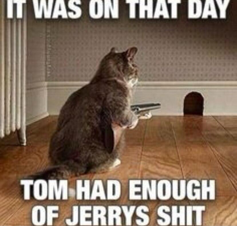 IT WAS ON THAT DAY
TOM HAD ENOUGH OF JERRY'S SHIT