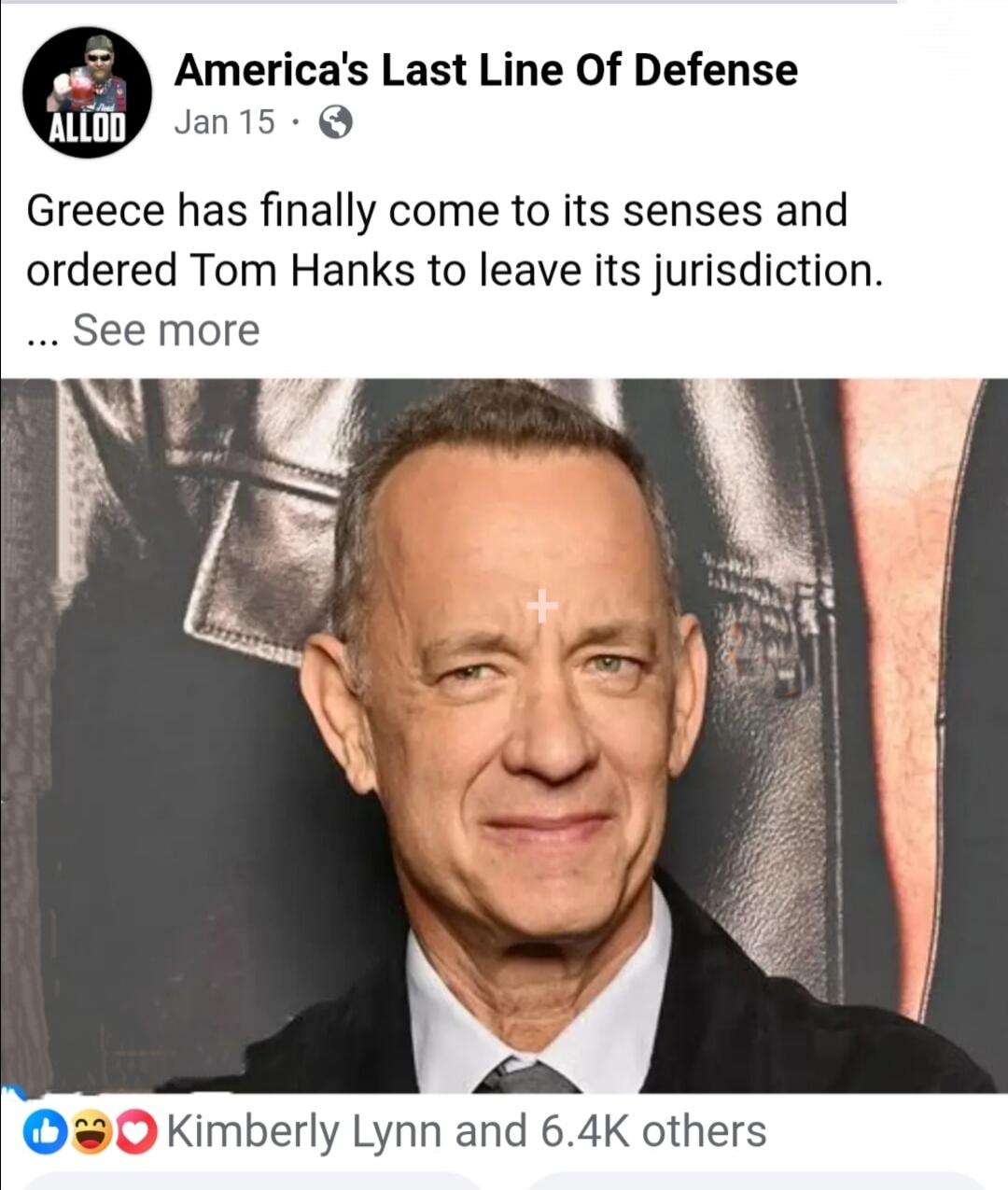 Greece has finally come to its senses and ordered Tom Hanks to leave its jurisdiction.