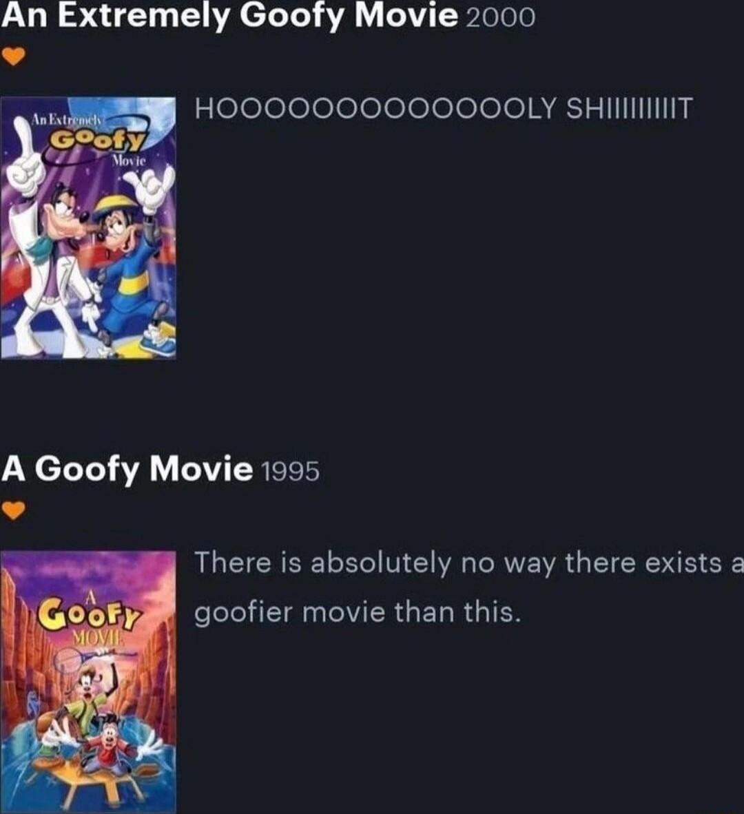 An Extremely Goofy Movie 2000 eleeoeleoeloolelclolAETIIIIIIIE There is absolutely no way there exists a LTV GEL R G TER