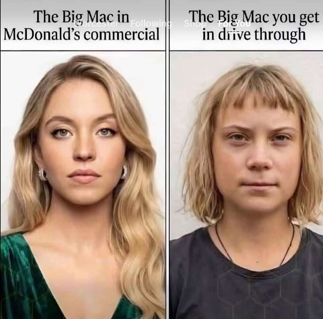 The Big Mac in McDonald's commercial The Big Mac you get in drive through
