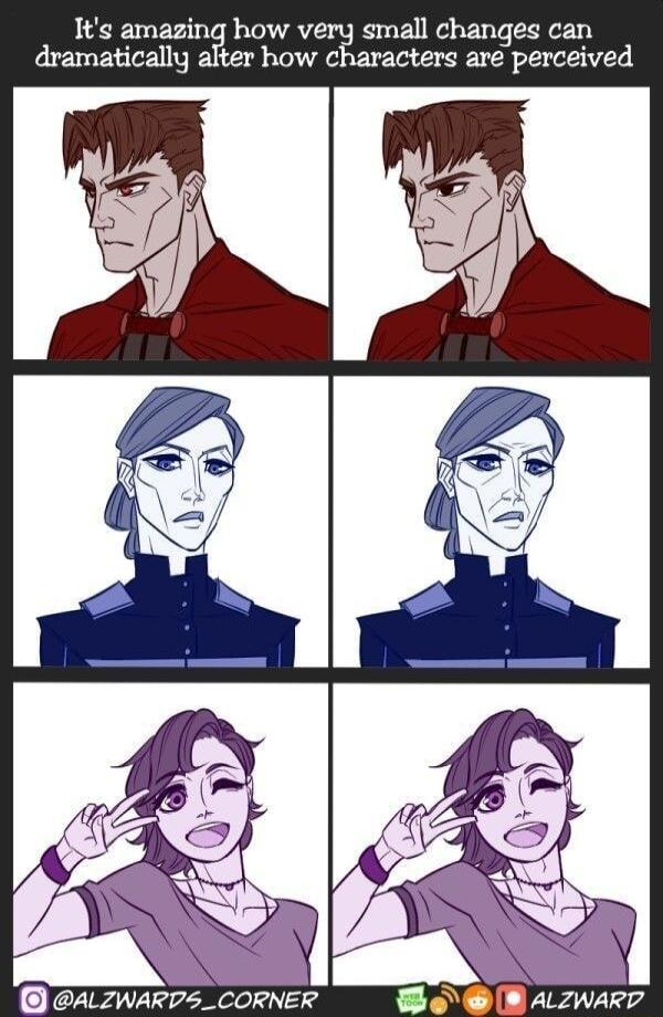 Its amazing how very small changes can dramatically alter how characters are perceived ALZWARDS_CORNER N_ A