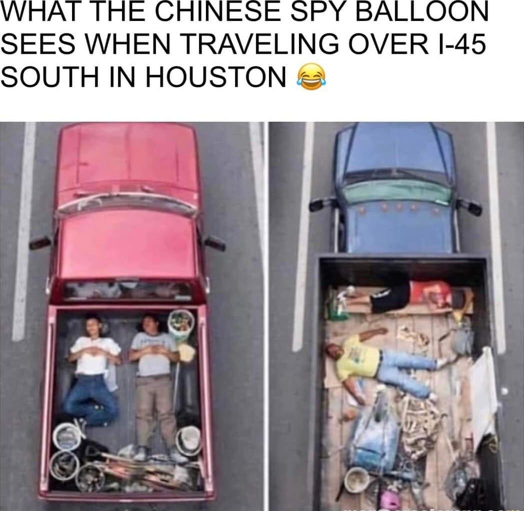 SEES WHEN TRAVELING OVER 1 45 SOUTH IN HOUSTON