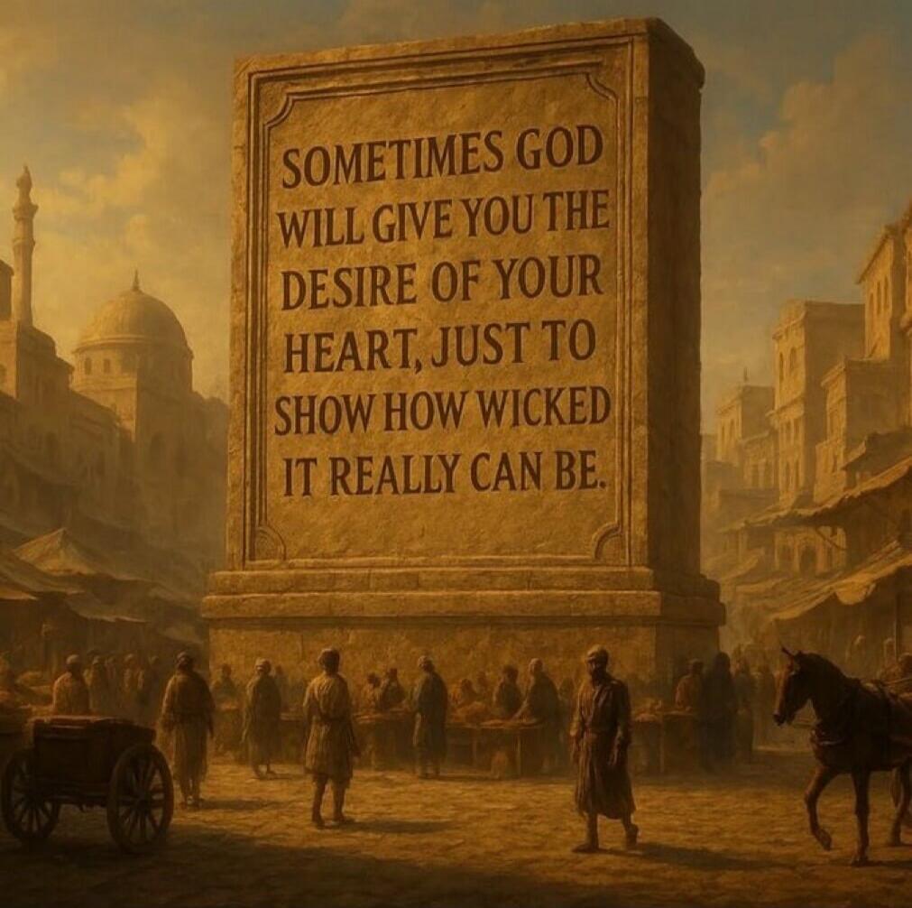 Sometimes God will give you the desire of your heart, just to show how wicked it really can be.