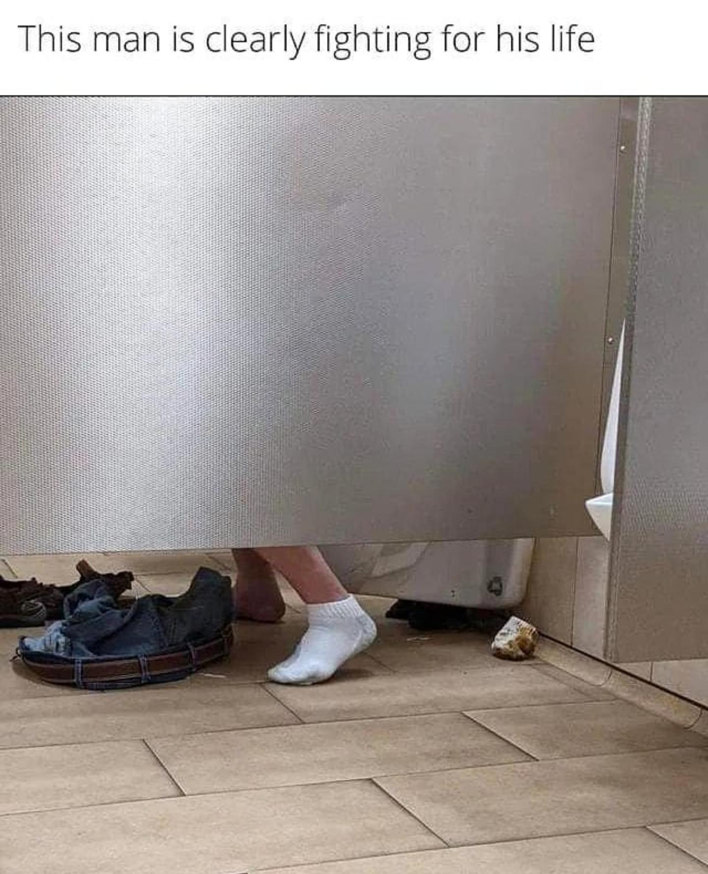 This man is clearly fighting for his life