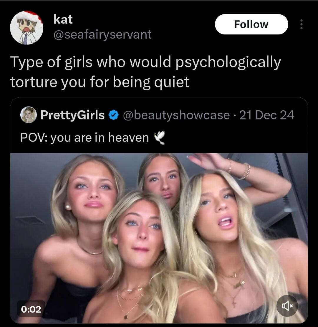 Type of girls who would psychologically torture you for being quiet