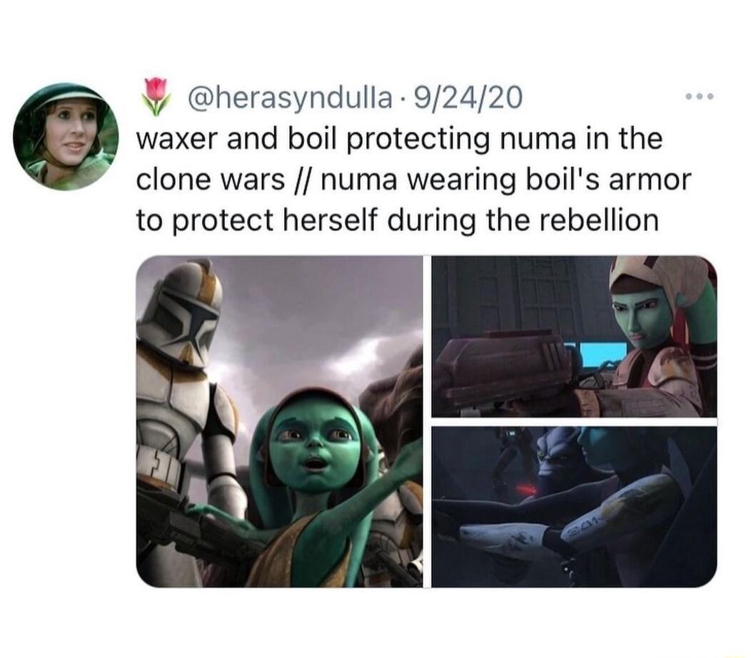 herasyndulla 92420 9 waxer and boil protecting numa in the clone wars numa wearing boils armor to protect herself during the rebellion