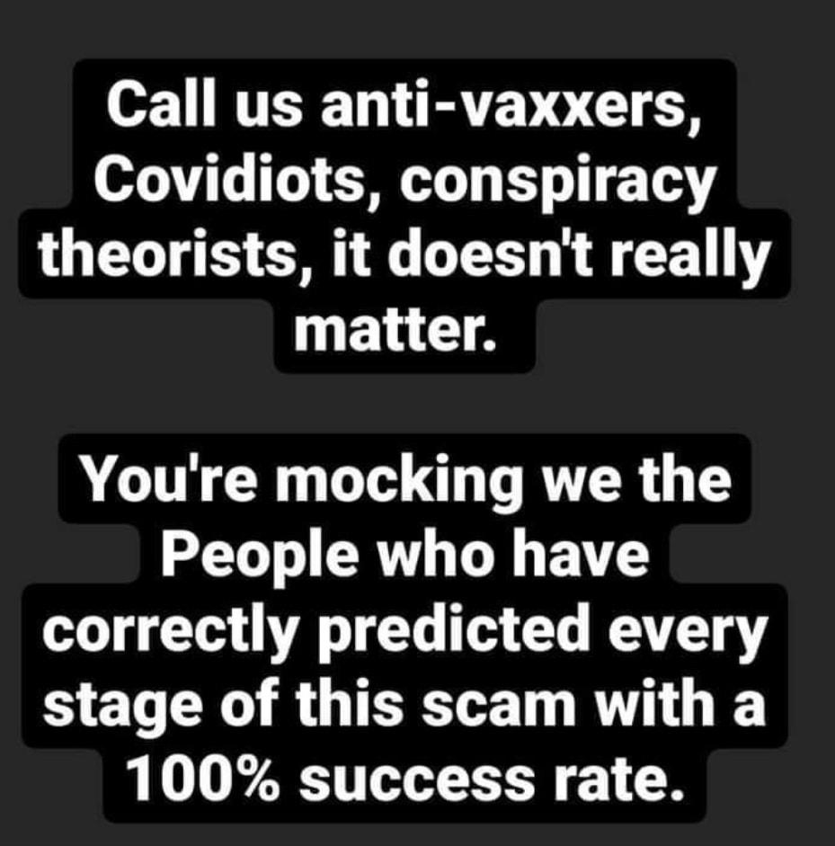 o RTEE L HRTE VO CILEH Covidiots conspiracy theorists it doesnt really ECA Youre mocking we the People who have correctly predicted every T 0 B O TR T BT I 100 success rate