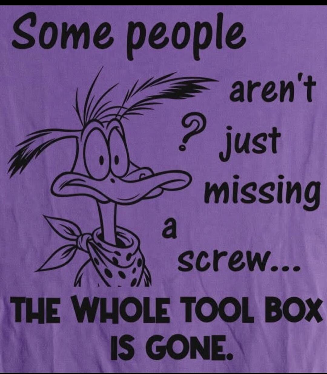 Some people aren't just missing a screw... THE WHOLE TOOL BOX IS GONE.