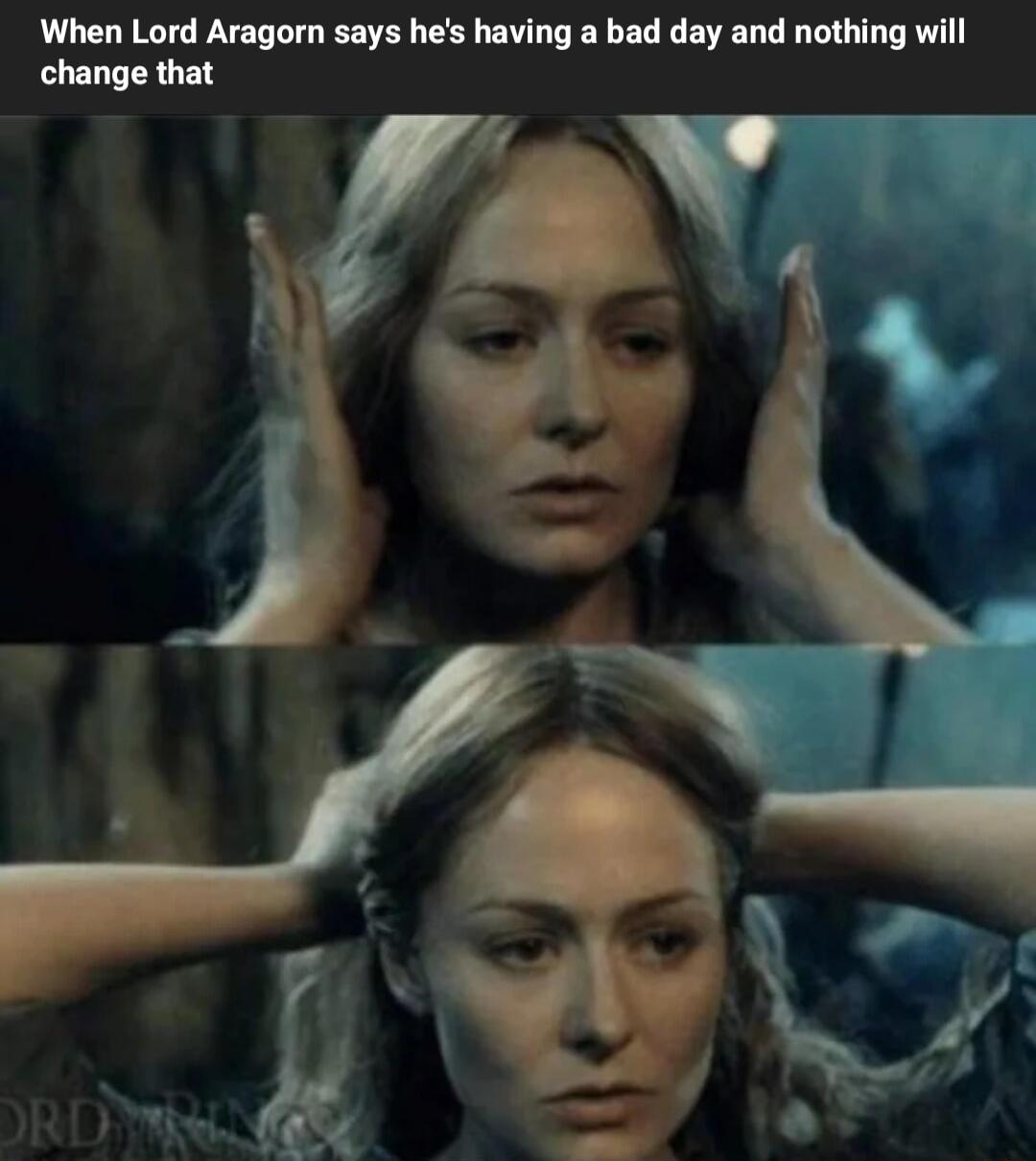 When Lord Aragorn says hes having a bad day and nothing will change that