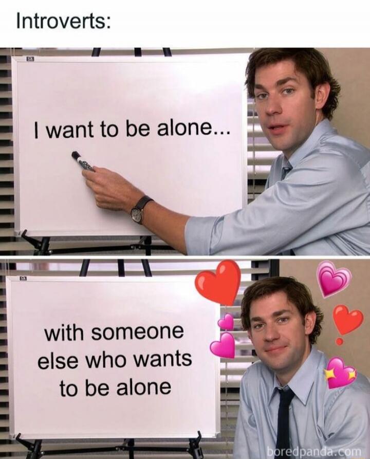 Introverts:
I want to be alone...

with someone else who wants to be alone