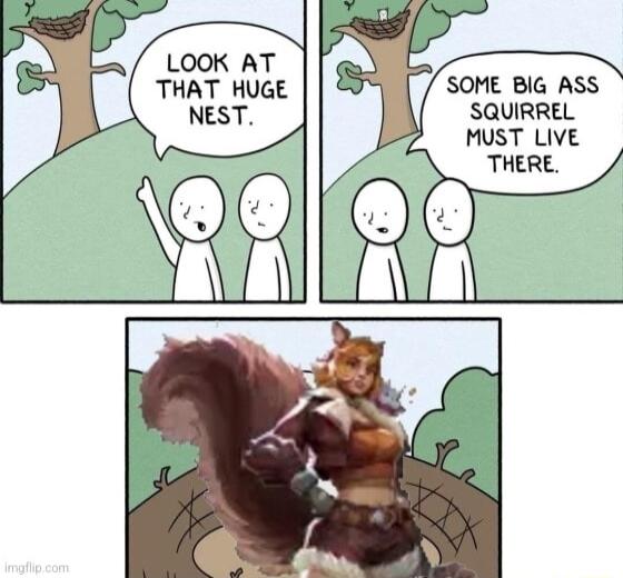 LOOK AT THAT HUGE SOME BIG ASS SQUIRREL MUST LIVE THERE