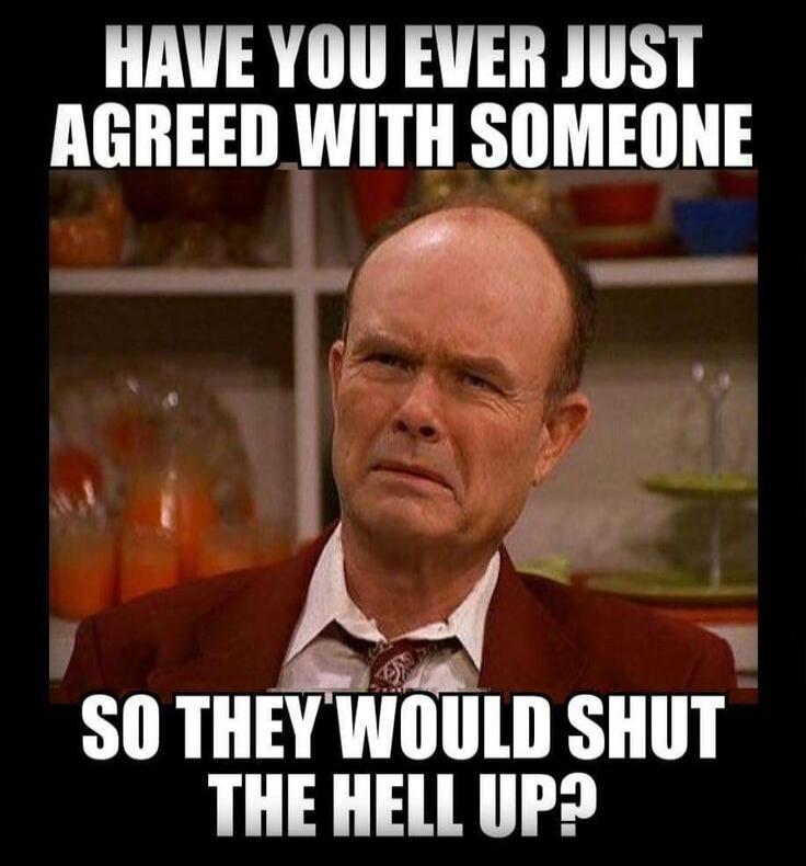 HAVE YOU EVER JUST AGREED WITH SOMEONE SO THEY WOULD SHUT THE HELL UP?