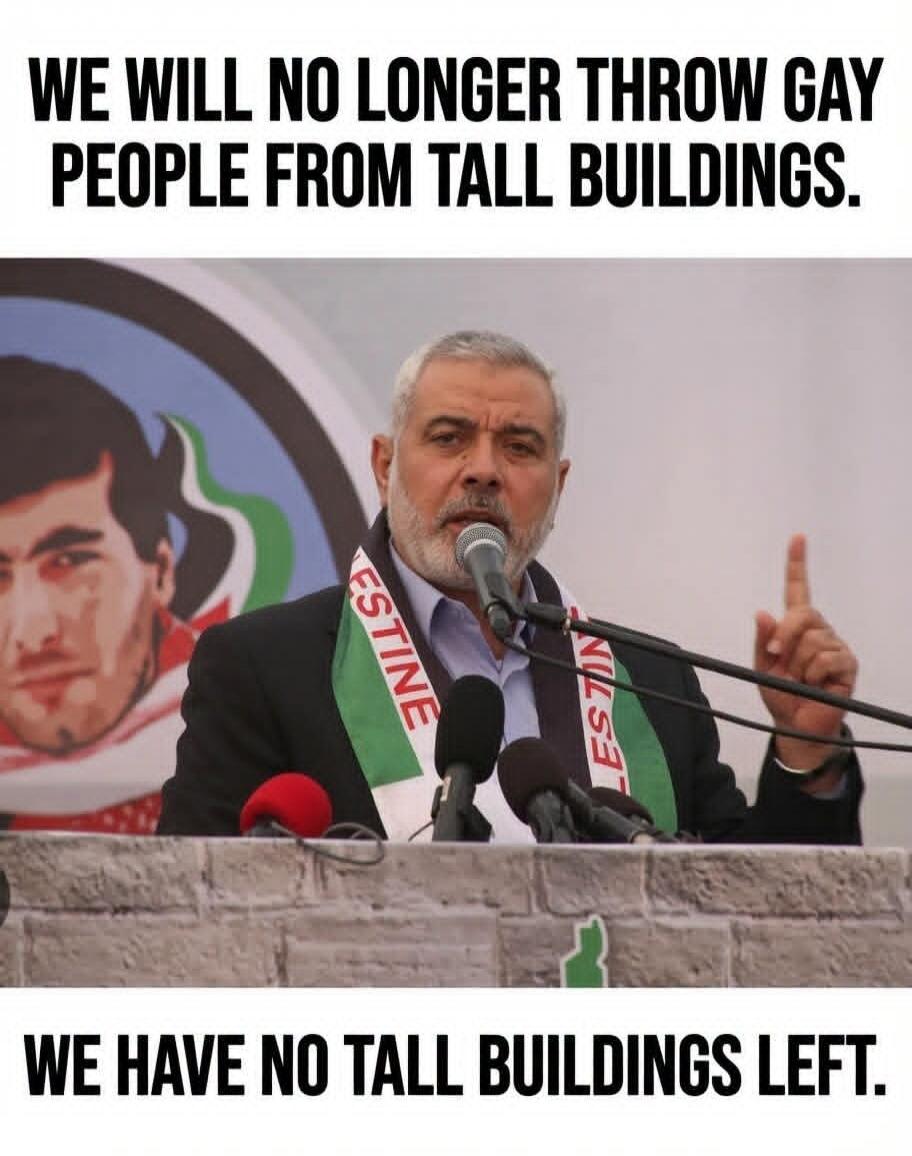 WE WILL NO LONGER THROW GAY PEOPLE FROM TALL BUILDINGS. WE HAVE NO TALL BUILDINGS LEFT.