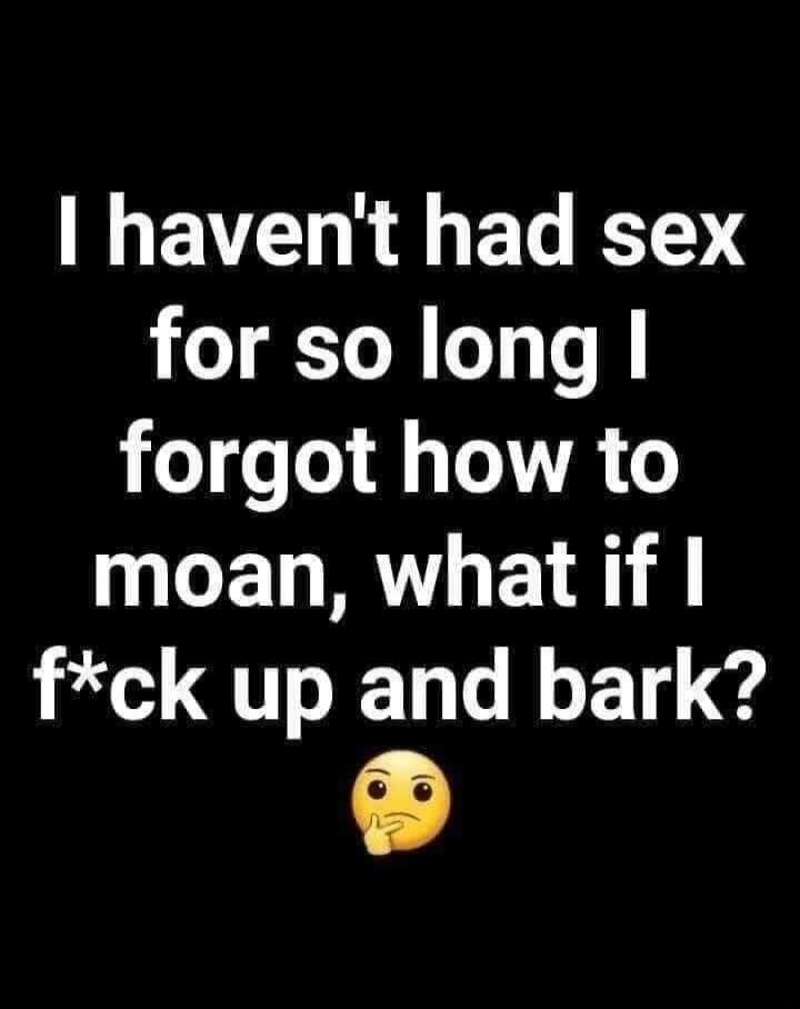 I haven't had sex for so long I forgot how to moan, what if I f*ck up and bark?
