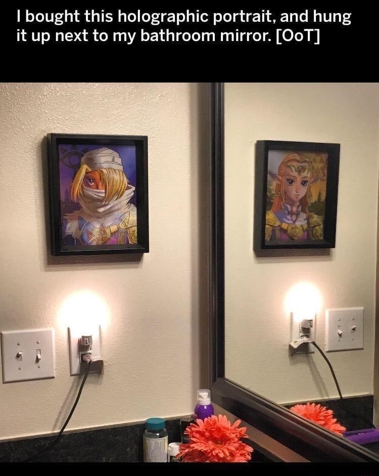 bought this holographic portrait and hung it up next to my bathroom mirror OoT